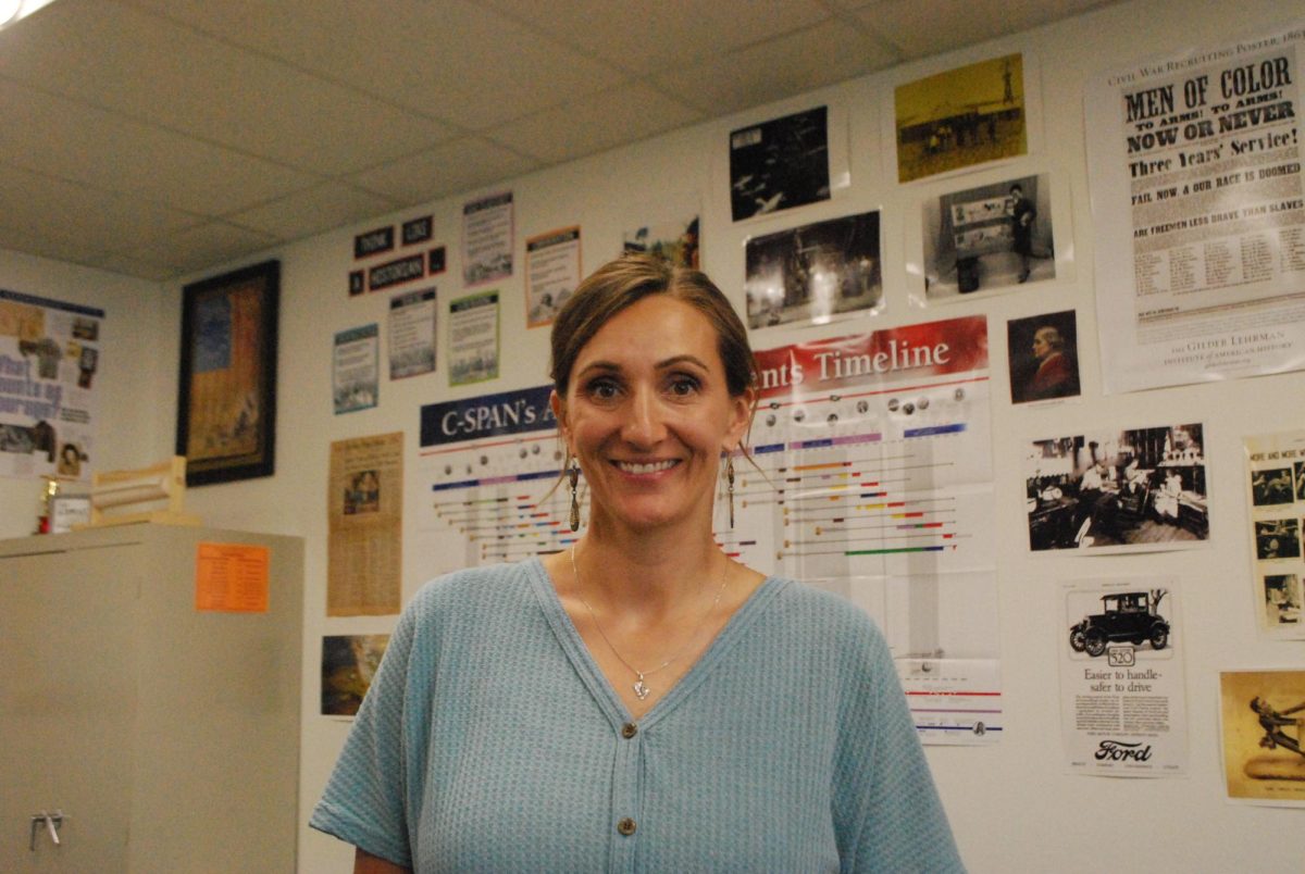 Mrs.Archibeque smiling for her first interview since starting at Chandler High.