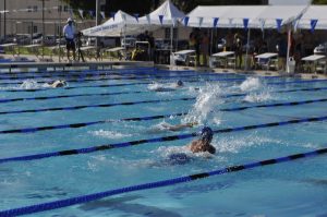 Swimmers compete at the Kerry Croswhite Aquatic Center at Chandler High School.