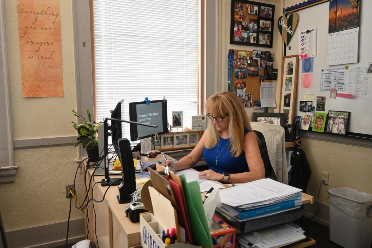 Caroline Sheridan teaches English and Criminal Justice at Chandler High School. Photo by Ipshita Chowdhury.