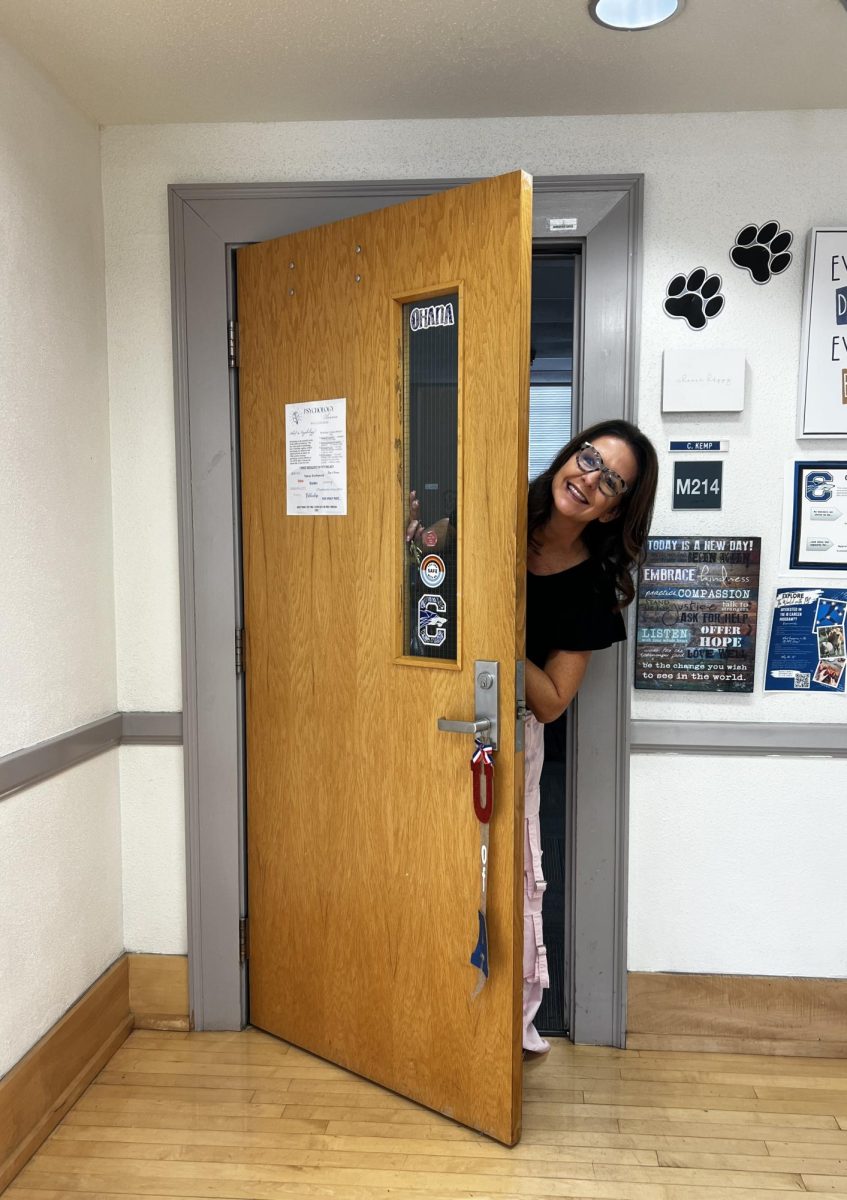 Mrs. Courtney Kemp always greets her students with a warm welcome! Photographed in August 2025.