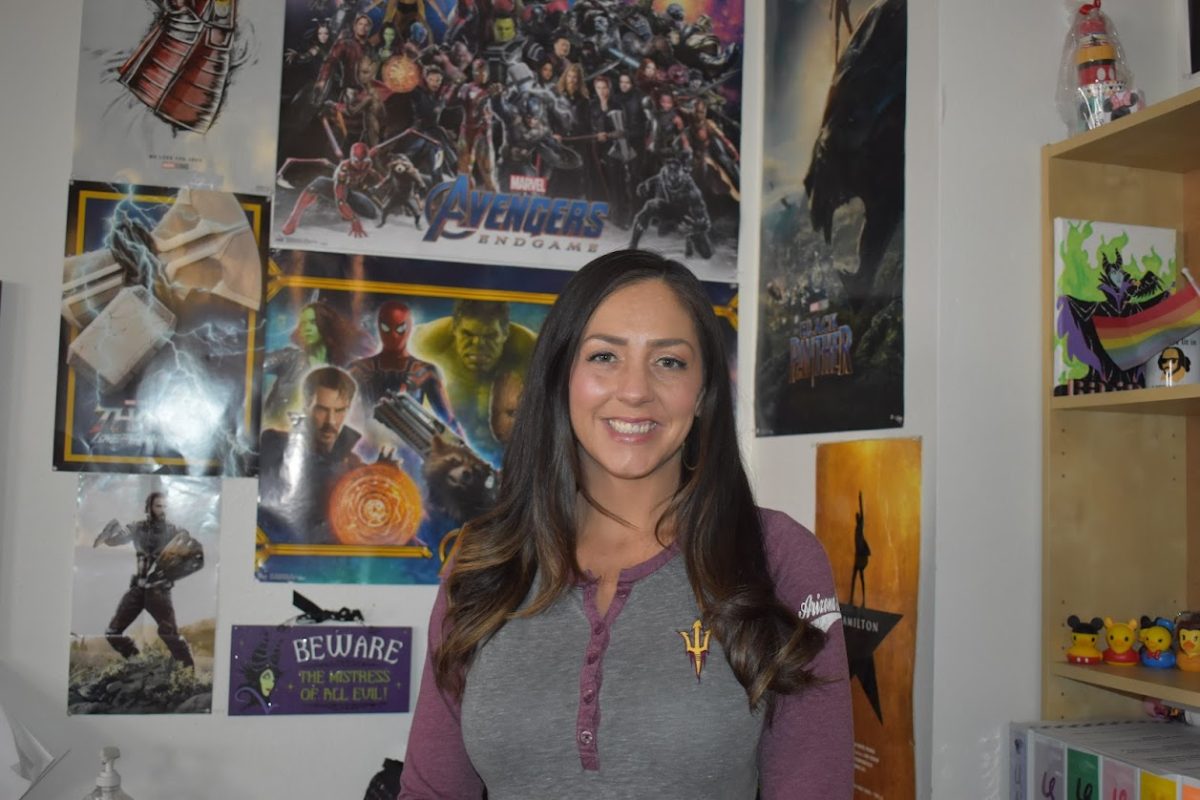Mrs. Stormy Rodriguez Haffey smiles for the camera in her classroom at Chandler High School in August 2025.