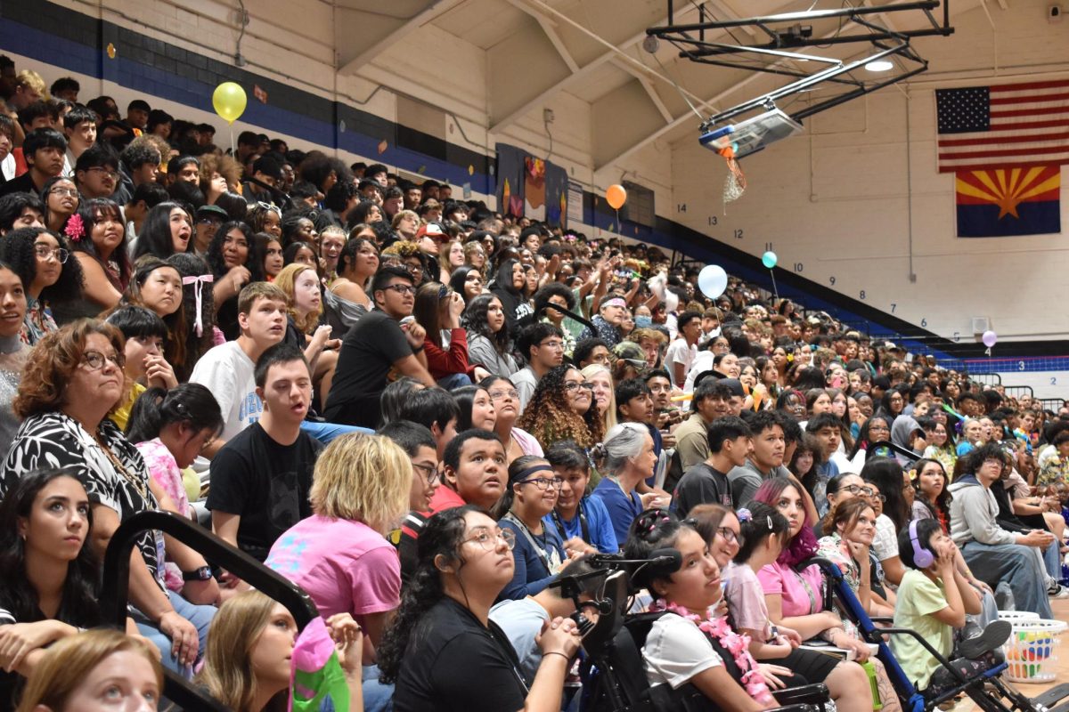 The pep assembly audience at Chandler High School on Friday, 9/12/25.