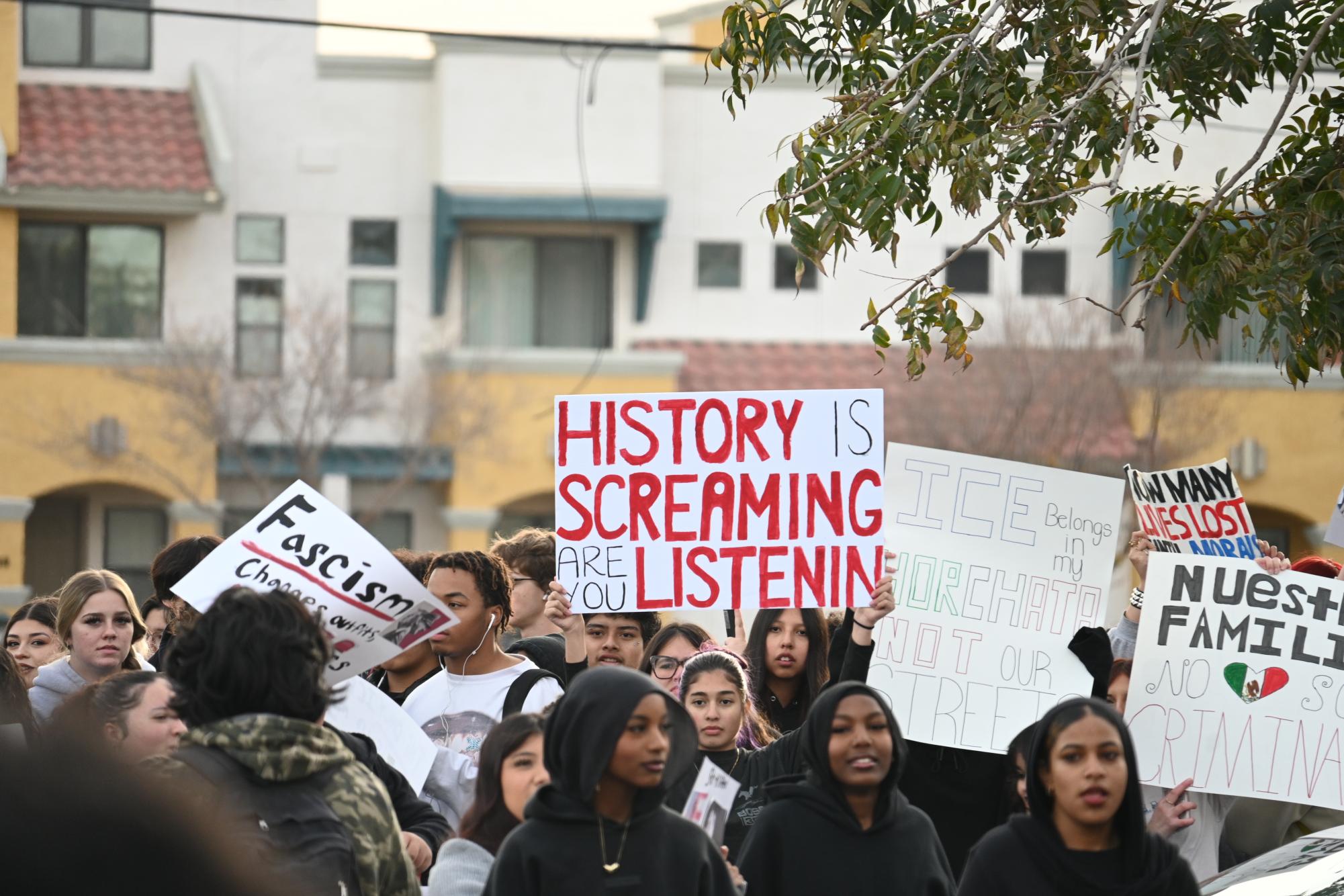 Photo Highlights: Students Organize a Walkout Protest Against Current ICE Policies